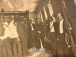 Vintage Cabinet Card Photo Inside A Bank Black African American White Men