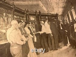 Vintage Cabinet Card Photo Inside A Bank Black African American White Men