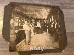 Vintage Cabinet Card Photo Inside A Bank Black African American White Men