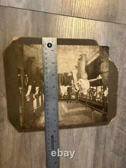 Vintage Cabinet Card Photo Inside A Bank Black African American White Men