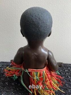 Vintage Celluloid Black African American Doll Turtle Mark on Back String Jointed