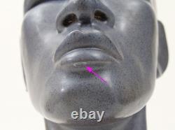 Vintage Ceramic Bust 14 Sculpture Art Deco African American Black Man Wood Base