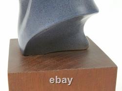 Vintage Ceramic Bust 14 Sculpture Art Deco African American Black Man Wood Base
