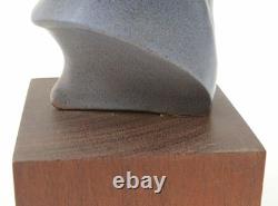 Vintage Ceramic Bust 14 Sculpture Art Deco African American Black Man Wood Base