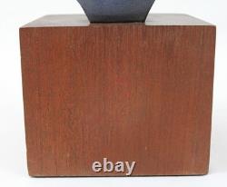 Vintage Ceramic Bust 14 Sculpture Art Deco African American Black Man Wood Base