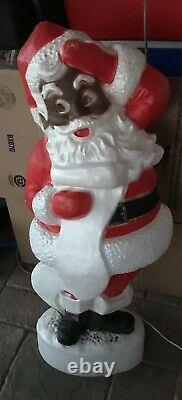 Vintage Christmas UNION Blow Mold African American Santa Black Boots 44TALL