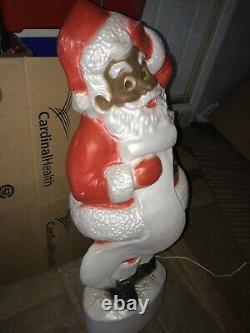 Vintage Christmas UNION Blow Mold African American Santa Black Boots 44TALL