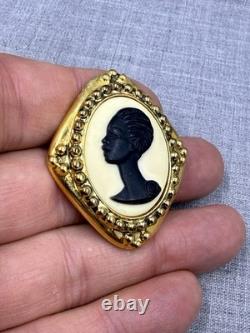 Vintage Coreen Simpson Black African American Woman Lady Cameo Pin Brooch