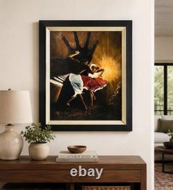 Vintage DoLoe Signed African American Art Painting Black Expressionism Dance