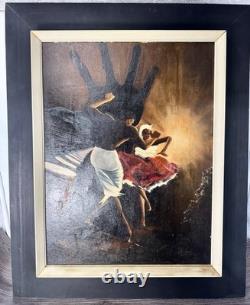 Vintage DoLoe Signed African American Art Painting Black Expressionism Dance