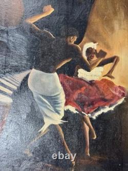 Vintage DoLoe Signed African American Art Painting Black Expressionism Dance