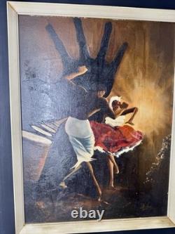 Vintage DoLoe Signed African American Art Painting Black Expressionism Dance