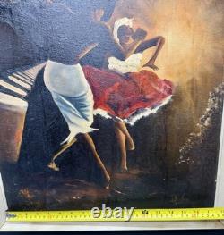 Vintage DoLoe Signed African American Art Painting Black Expressionism Dance