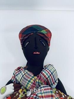 Vintage Handmade Baby Doll African American Folk Rag Doll
