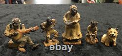 Vintage Hubley Cast Iron African American Black Figurines! Original! Banjo