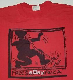 Vintage Keith Haring Free South Africa T-shirt XL Black African American Blm Art