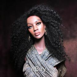 Vintage Mannequin Wig Display Bust African Black Female Realistic Glass Eyes