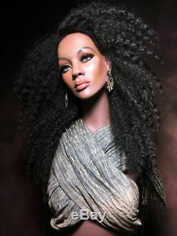 Vintage Mannequin Wig Display Bust African Black Female Realistic Glass Eyes