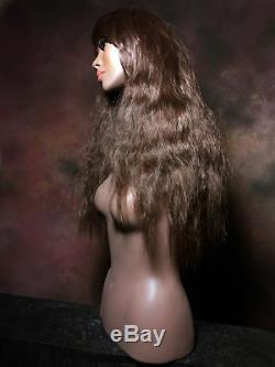 Vintage Mannequin Wig Display Bust African Black Female Realistic Glass Eyes