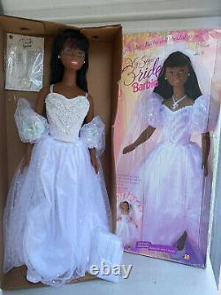 Vintage My Size 3' tall Wedding Barbie Bride African American black doll withBox