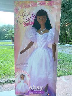 Vintage My Size 3' tall Wedding Barbie Bride African American black doll withBox