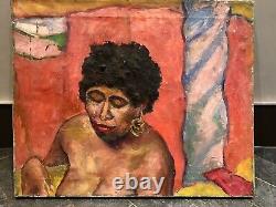 Vintage Oil Painting Canvas African American Black Woman 1940's WPA Unsigned