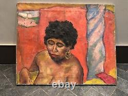 Vintage Oil Painting Canvas African American Black Woman 1940's WPA Unsigned