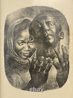 Vintage Old Original Black African American Modern Lithograph, Charles White