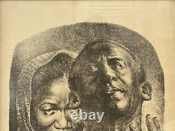 Vintage Old Original Black African American Modern Lithograph, Charles White