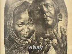 Vintage Old Original Black African American Modern Lithograph, Charles White