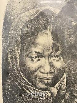 Vintage Old Original Black African American Modern Lithograph, Charles White