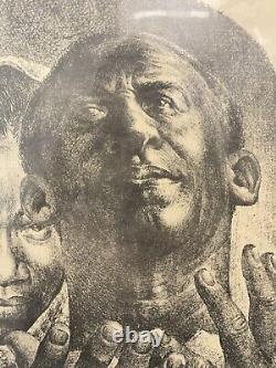 Vintage Old Original Black African American Modern Lithograph, Charles White