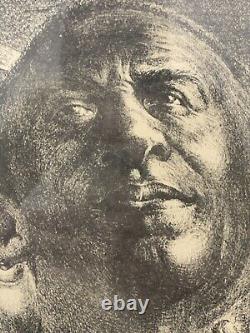 Vintage Old Original Black African American Modern Lithograph, Charles White