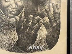 Vintage Old Original Black African American Modern Lithograph, Charles White