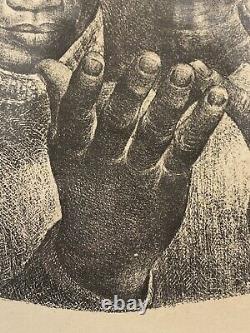 Vintage Old Original Black African American Modern Lithograph, Charles White