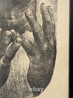Vintage Old Original Black African American Modern Lithograph, Charles White