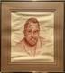 Vintage Original Modernist African American Man Portrait Drawing Black Americana