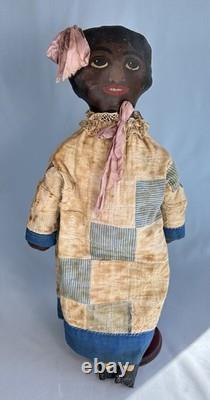 Vintage Painted Face African American Black Cloth Primitive Style Folk Doll 24