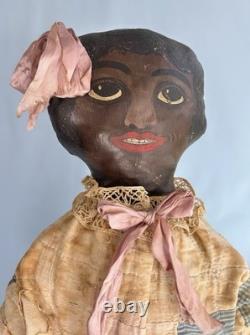 Vintage Painted Face African American Black Cloth Primitive Style Folk Doll 24