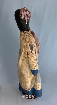 Vintage Painted Face African American Black Cloth Primitive Style Folk Doll 24