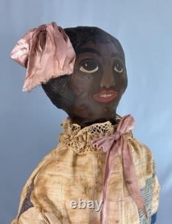 Vintage Painted Face African American Black Cloth Primitive Style Folk Doll 24