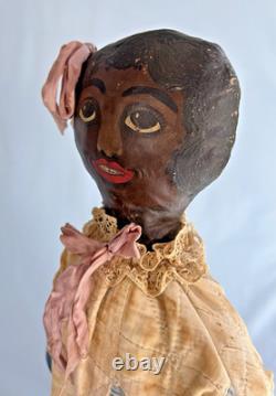 Vintage Painted Face African American Black Cloth Primitive Style Folk Doll 24