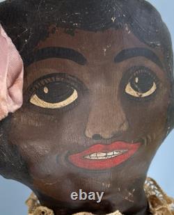 Vintage Painted Face African American Black Cloth Primitive Style Folk Doll 24