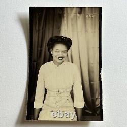 Vintage Photo Booth Photograph Beautiful Black African American Smiling Woman