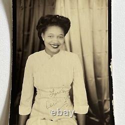 Vintage Photo Booth Photograph Beautiful Black African American Smiling Woman
