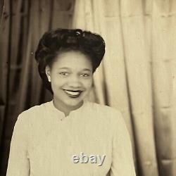 Vintage Photo Booth Photograph Beautiful Black African American Smiling Woman