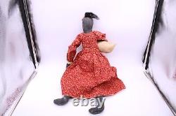 Vintage Primitive African American Doll with goose bandana red dress 22 tall