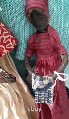 Vintage Primitive Black Dolls African American Folk Art Dolls -Set of 3