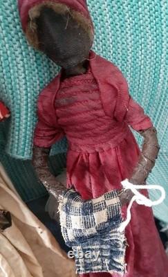 Vintage Primitive Black Dolls African American Folk Art Dolls -Set of 3