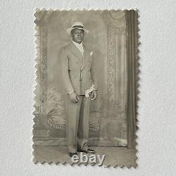Vintage RPPC Real Photograph Very Handsome Black African American Man Fedora